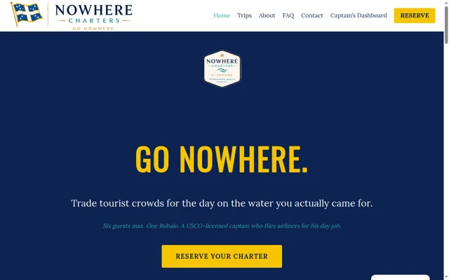 Nowhere Charters website